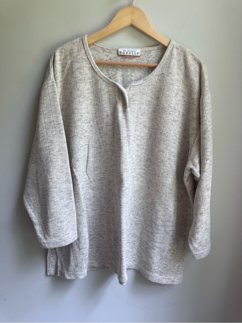 Forelli Light Heather Gray Ribbed Knit Pullover Sweatshirt Unique